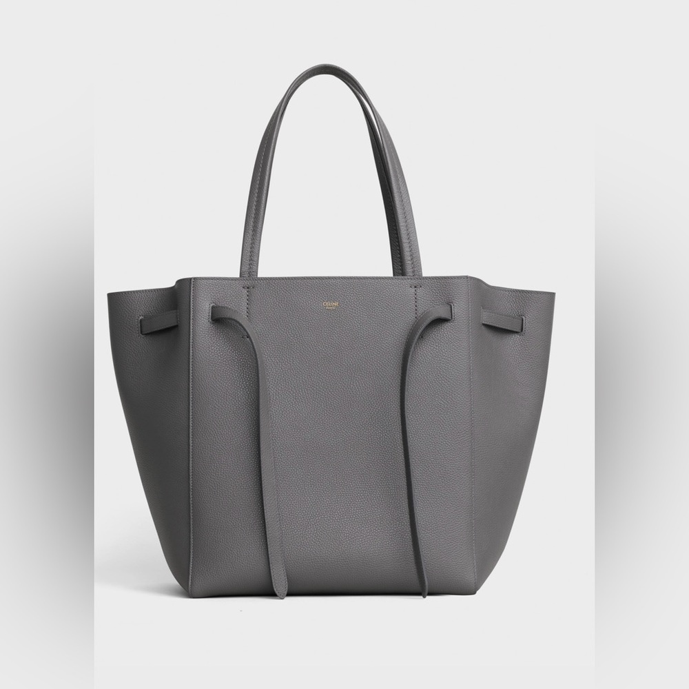 Celine Bag in Grey Soft Leather Tote CALFSKIN with Tassel/Belt Cabas Phantom